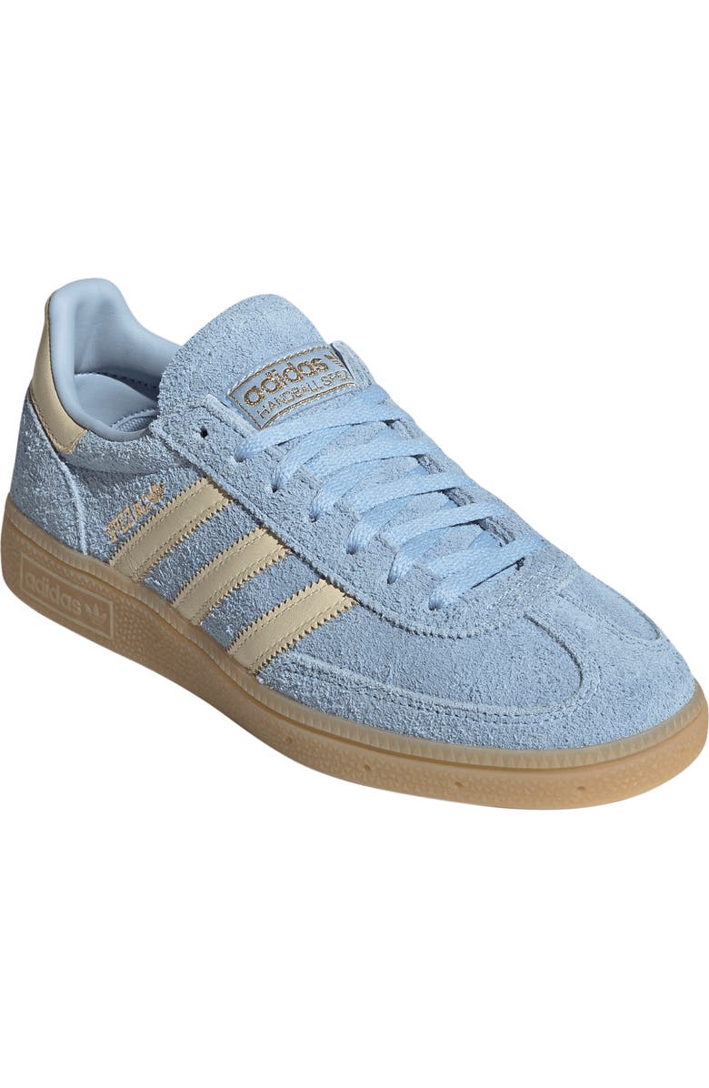 adidas Handball Spezial Sneaker, Main, color, Clear Sky/ Vanilla/ Gold
