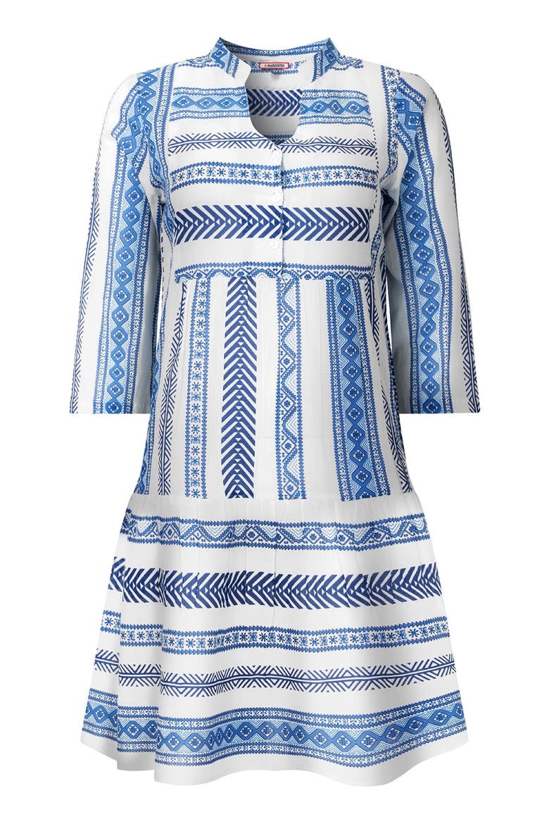 Ruffle Hem Cotton Tunic, Alternate, color, BLUE STRIPE