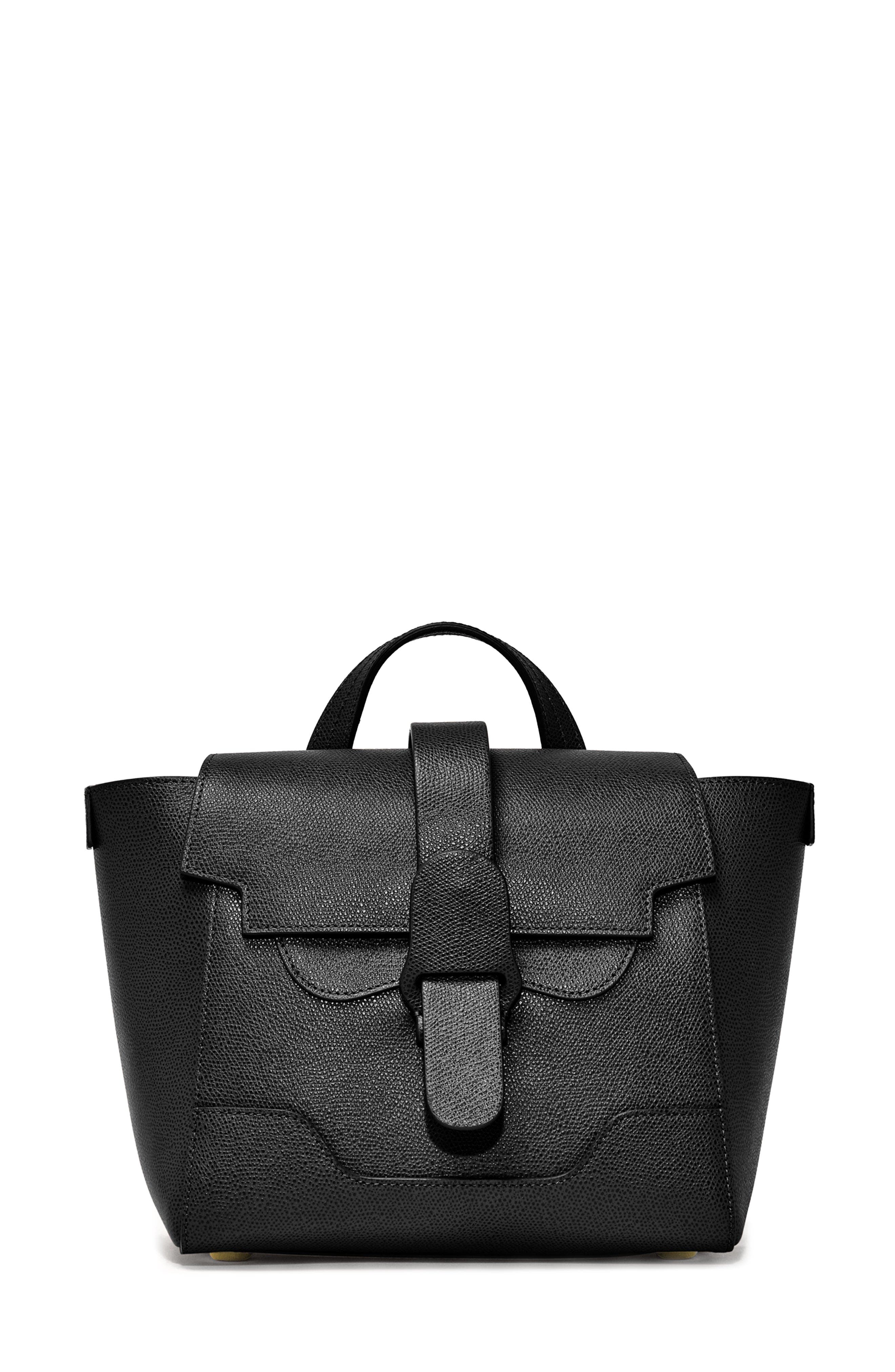 SENREVE Mini Maestra Pebbled Leather 4-Way Convertible Handbag, Main, color, Noir