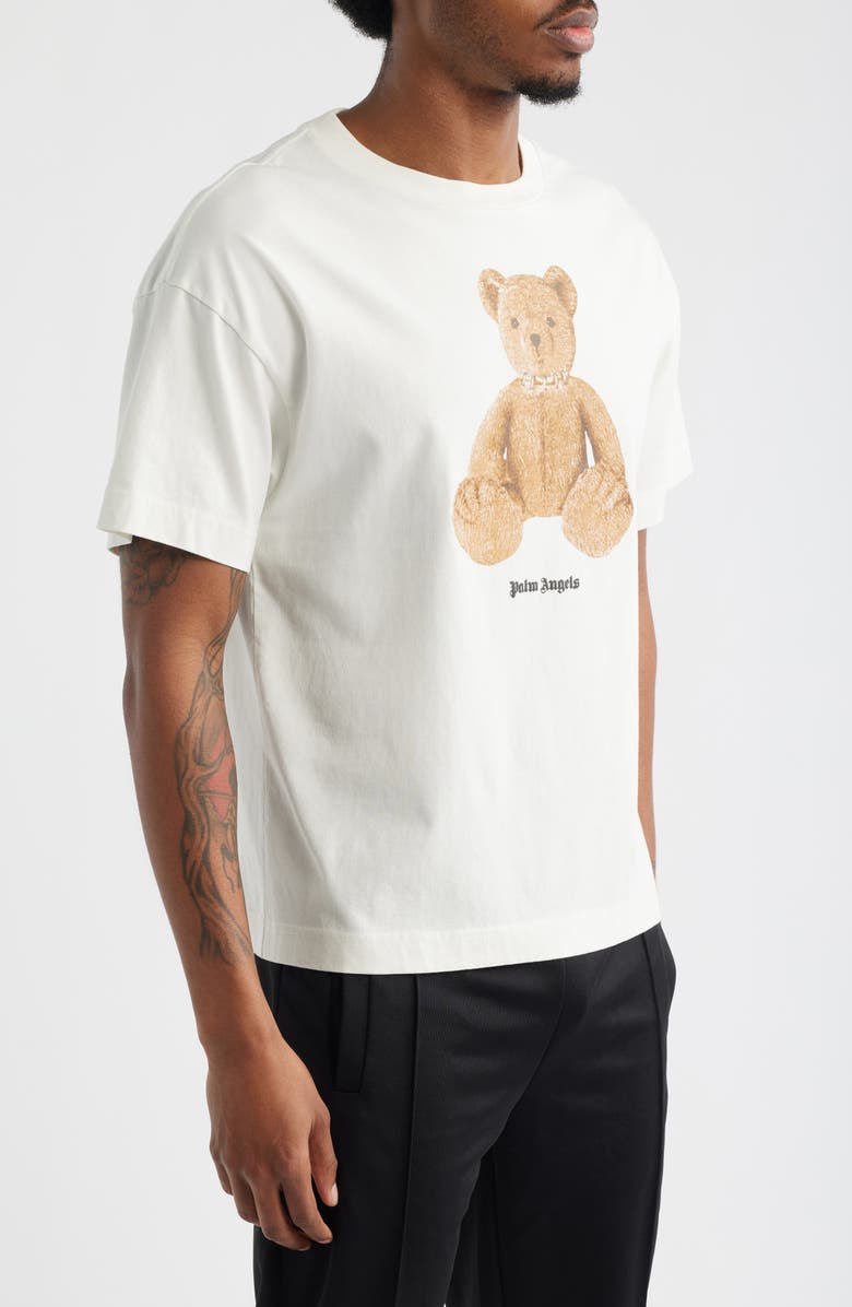 Palm Angels Bear Regular Fit Cotton Graphic T-Shirt, Alternate, color, Off White Brown