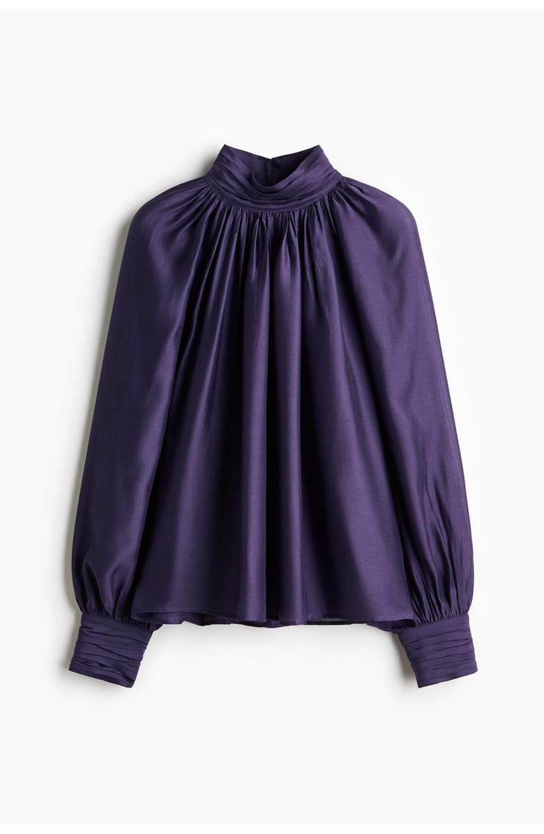 H&M Draped blouse, Alternate, color, Dark Purple