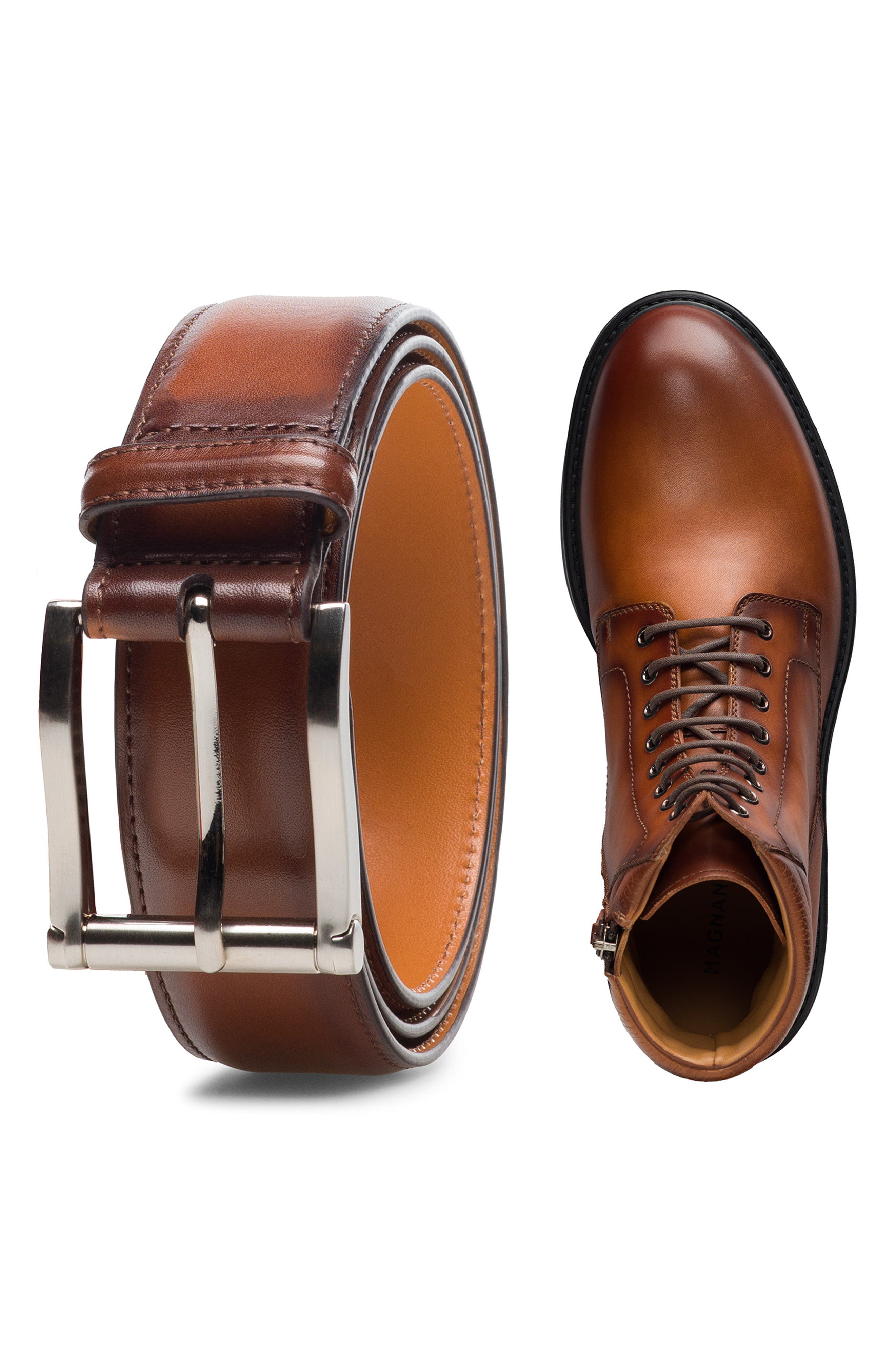 Grayson Lace-Up Lug Sole Boot, Alternate, color, COGNAC