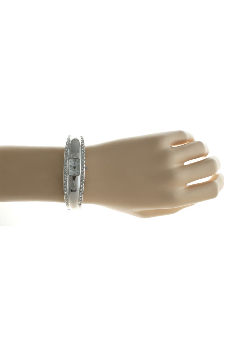 Fashion Crystal Accented Cuff Bangle- 18MM, Alternate, color, Silver