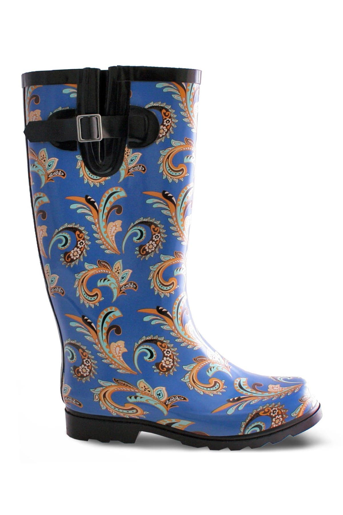 Puddles Waterproof Rain Boot, Alternate, color, BLUE PAISLEY