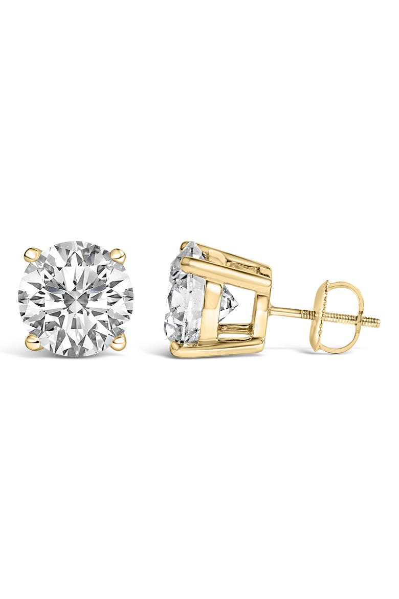 14K Gold 4.0 Cttw Round Lab Grown Diamond Solitaire Stud Earrings, Alternate, color, Yellow