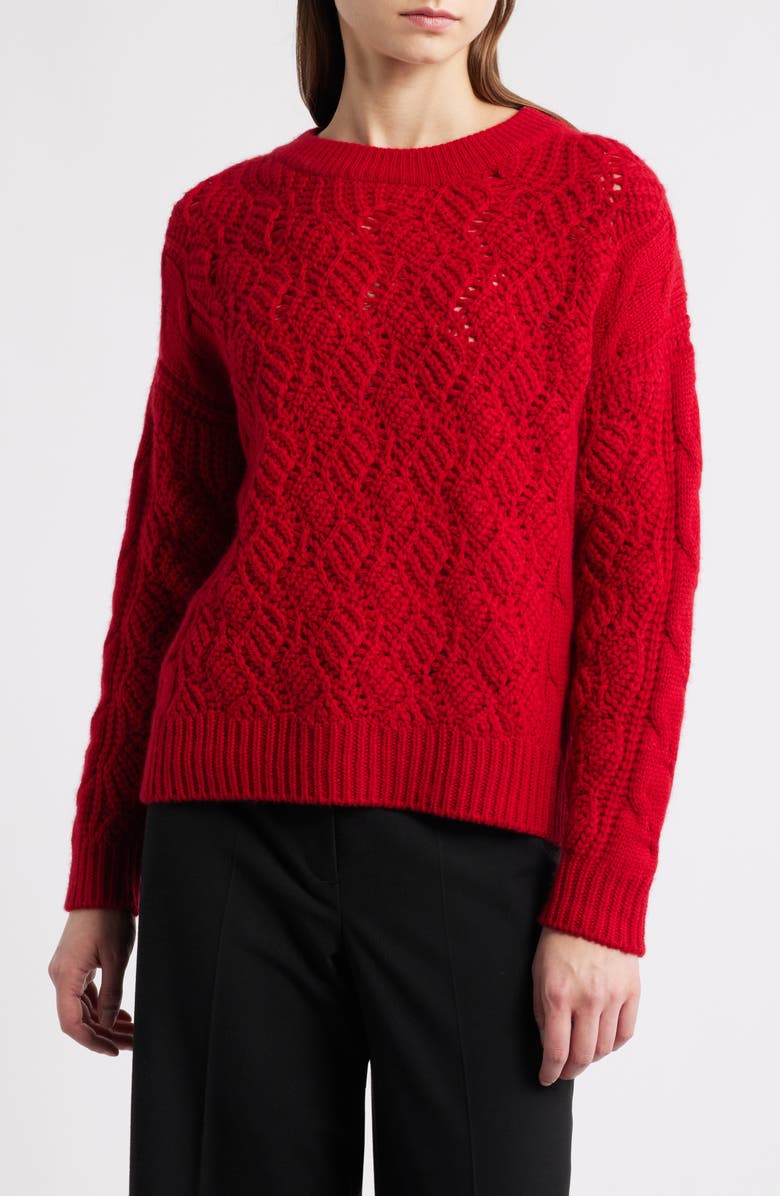 Elie Tahari Raya Cashmere Sweater, Main, color, Red Love