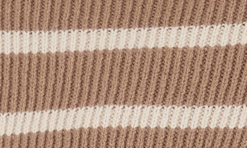 Blu Pepper Stripe Mock Neck Crop Sweater In Brown