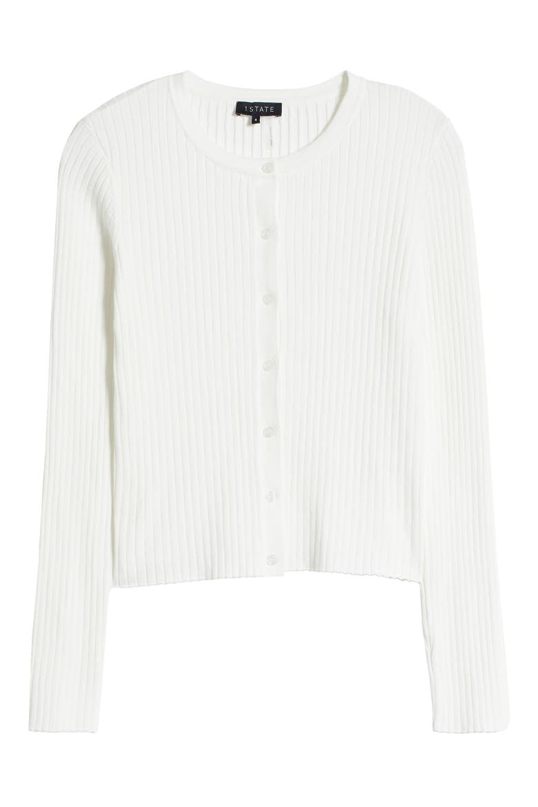 Rib Crop Cardigan, Alternate, color, NEW IVORY
