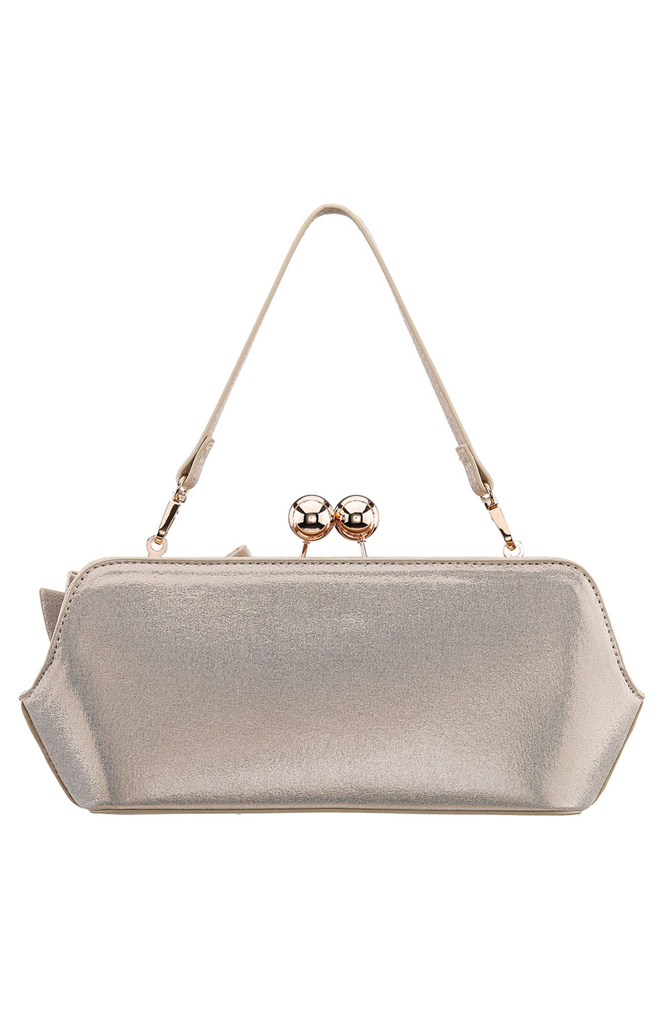 Kenji Bow Frame Clutch, Alternate, color, PLATINO