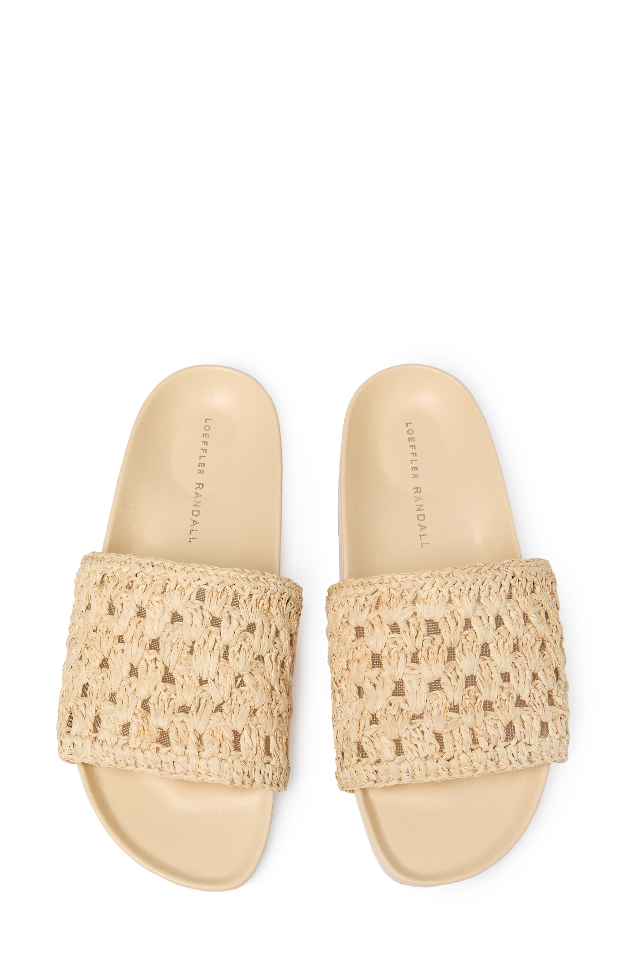 Henri Crochet Raffia Slide Sandal, Alternate, color, CREAM-NATURAL