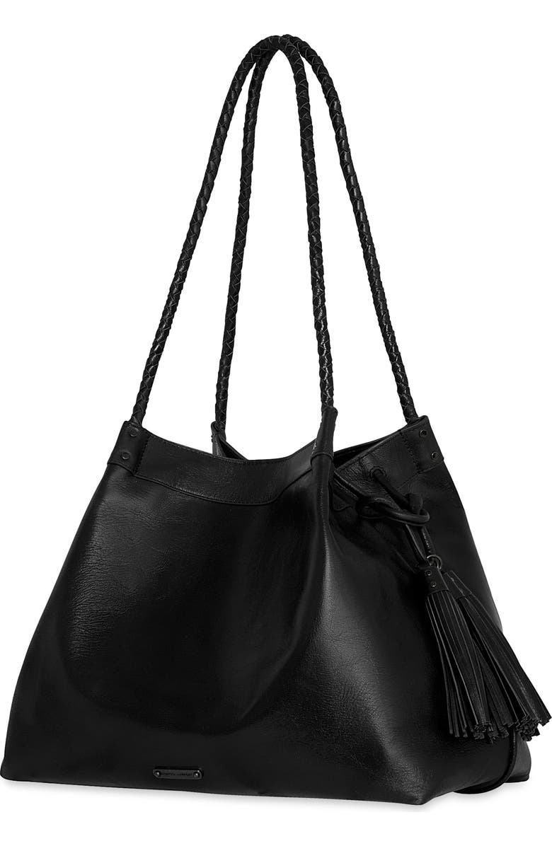 Rebecca Minkoff Lana Tassel Leather Tote, Alternate, color, Black