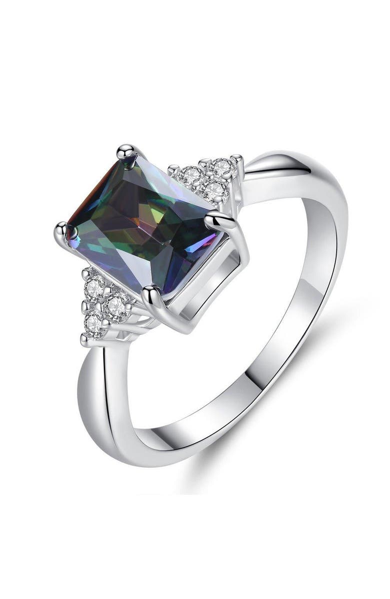DLORIA Mystic Topaz Ring 2.5 ct Princess Cut, Main, color, Silver