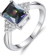 DLORIA Mystic Topaz Ring 2.5 ct Princess Cut