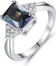 DLORIA Mystic Topaz Ring 2.5 ct Princess Cut