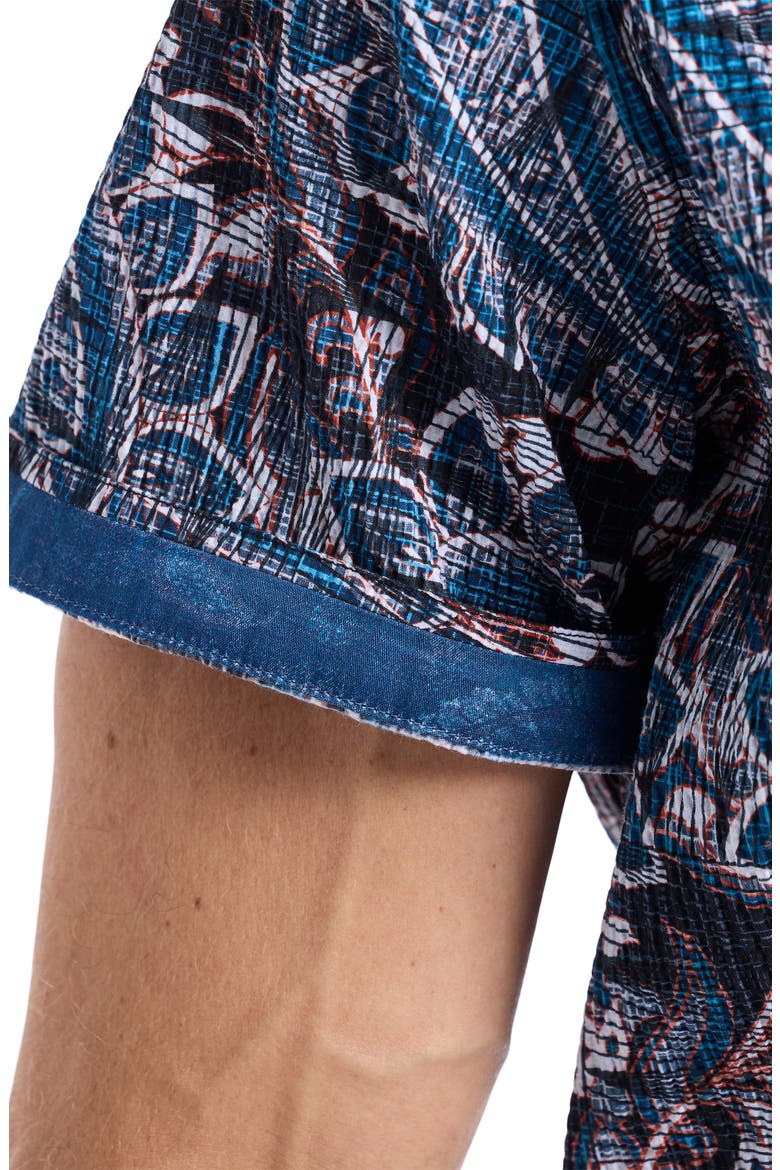 Barrington Floral Paisley Short Sleeve Cotton Crepe Button-Up Shirt, Alternate, color, BLUE MULTI