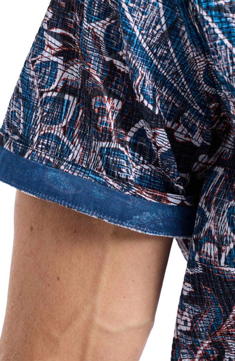 Robert Graham Barrington Floral Paisley Short Sleeve Cotton Crepe Button-Up Shirt, Alternate, color, Blue Multi