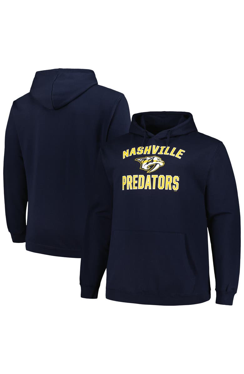 PROFILE Men's Profile Navy Nashville Predators Big & Tall Arch Over Logo Pullover Hoodie, Main, color, 