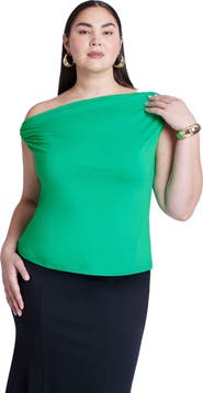 ELOQUII Asym Twist Sleeve Top