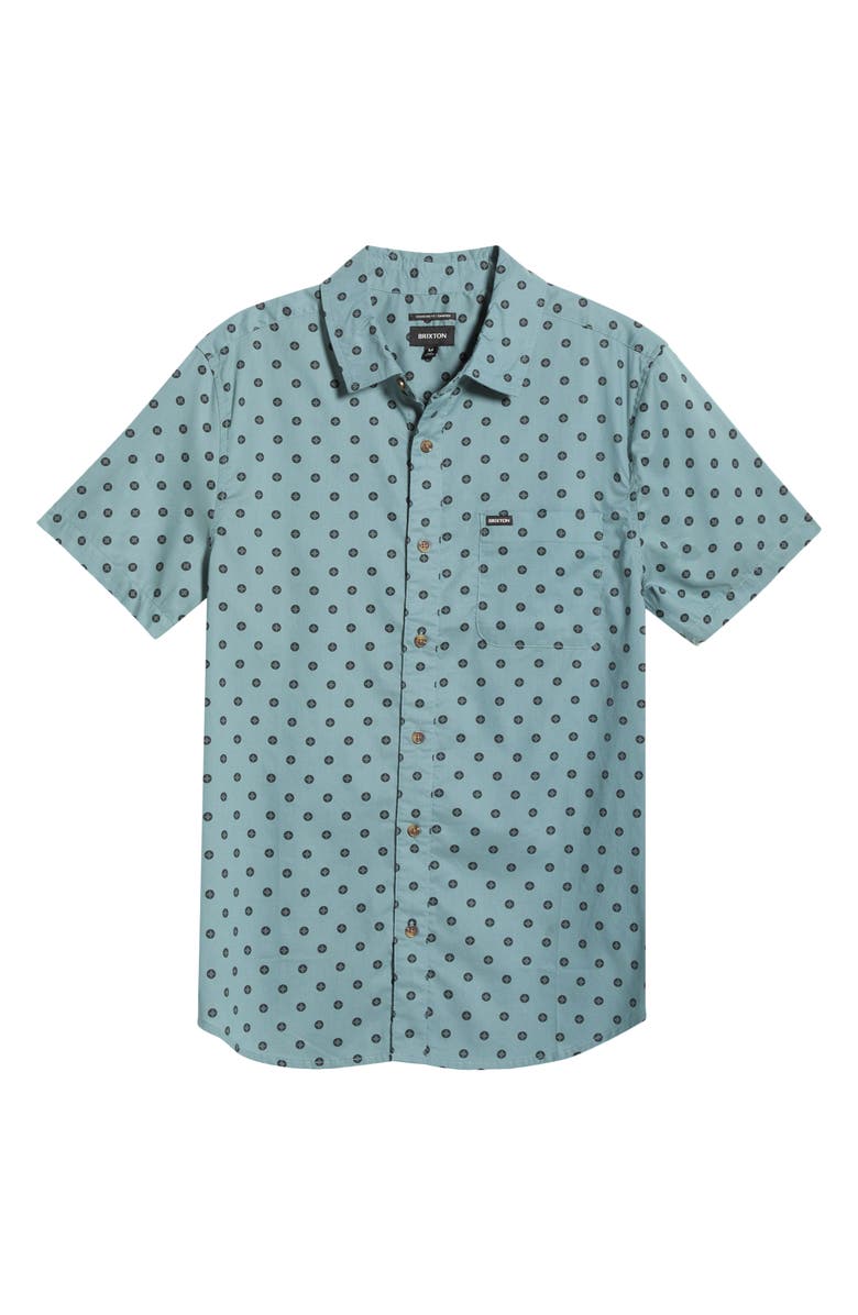 Brixton Charter Short Sleeve Stretch Cotton Blend Button-Up Shirt, Main, color, Micro Street Tile