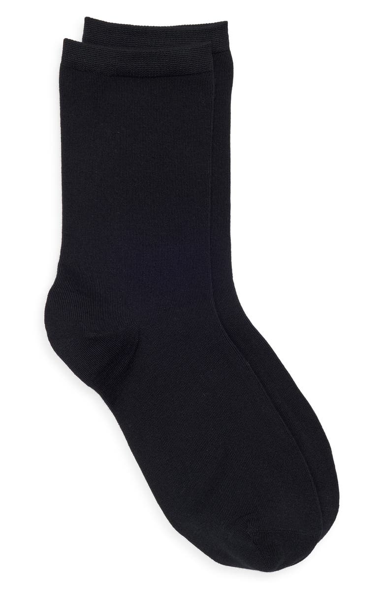 Nordstrom Solid Flat Knit Dress Socks, Main, color, Black