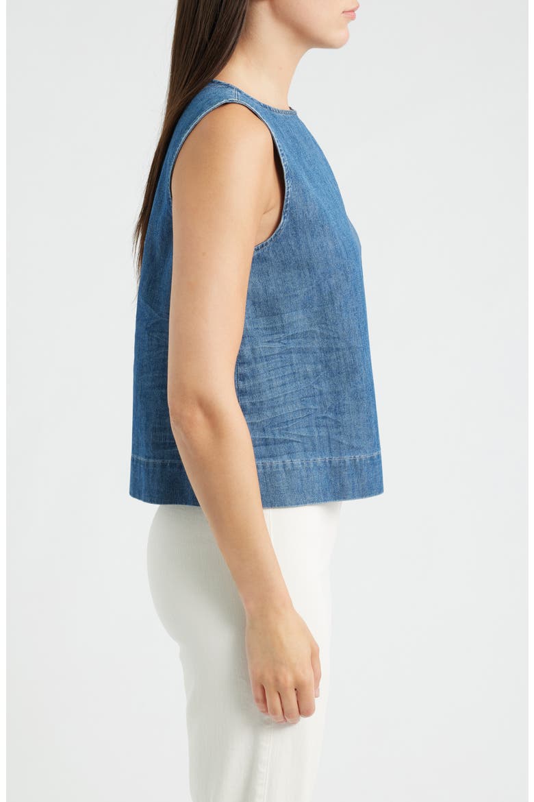 Denim Sleeveless Shell, Alternate, color, DISTRESSED INDIGO WASHED DENIM