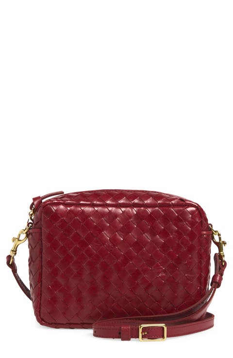 Midi Sac Woven Leather Crossbody Bag