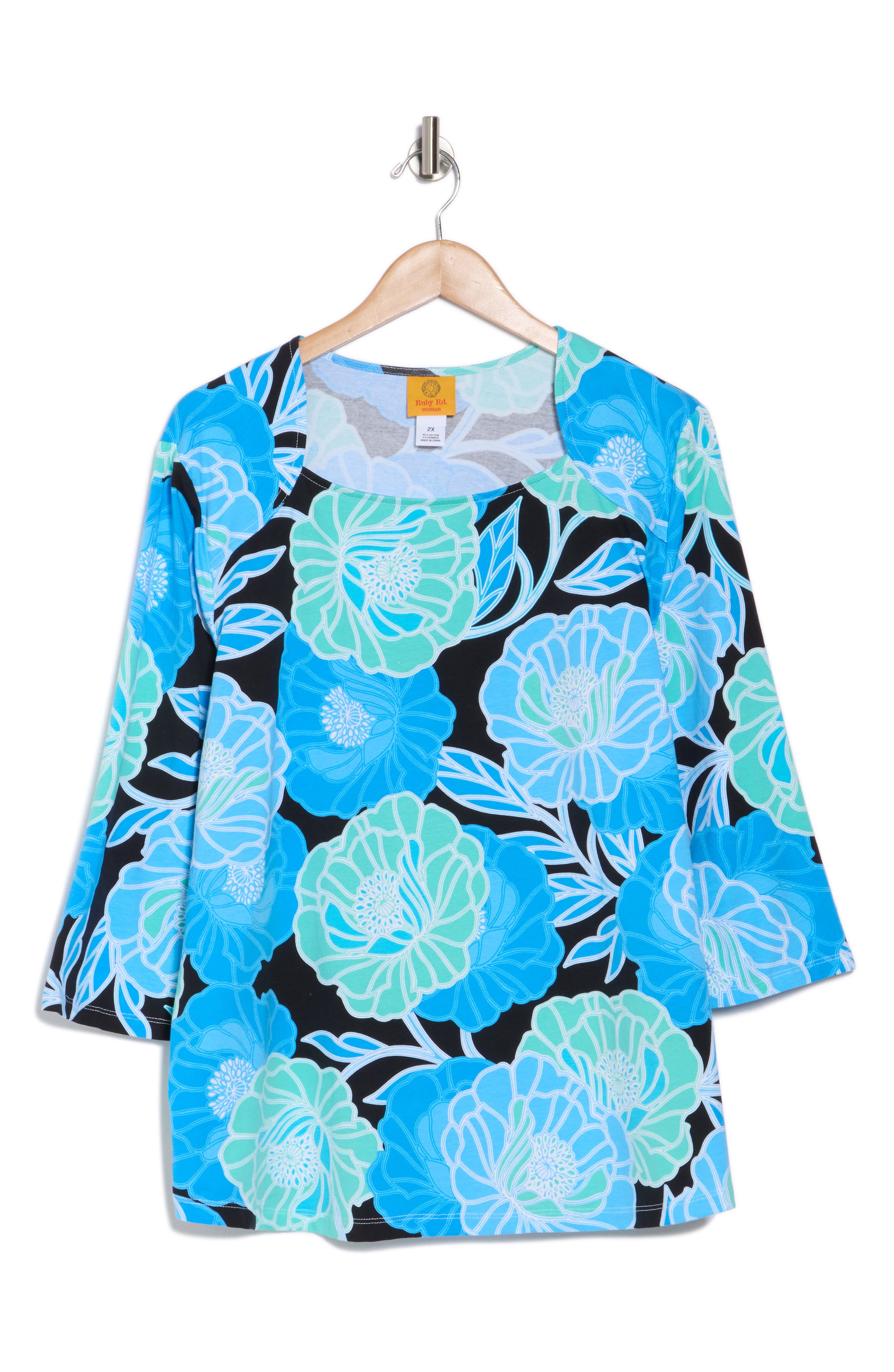 Ruby Rd. Ruby Rd Floral Stretch Cotton T-shirt