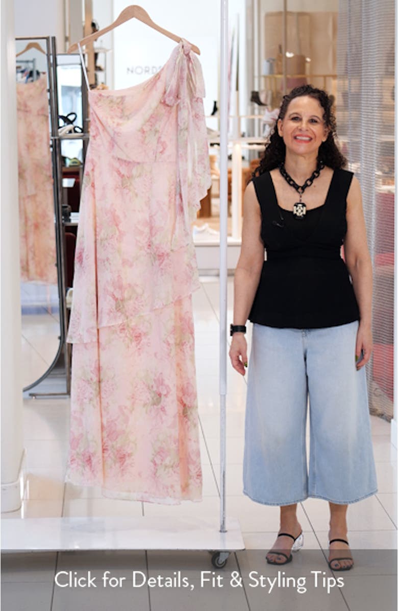 Amara Floral Print One-Shoulder Gown, sales video thumbnail