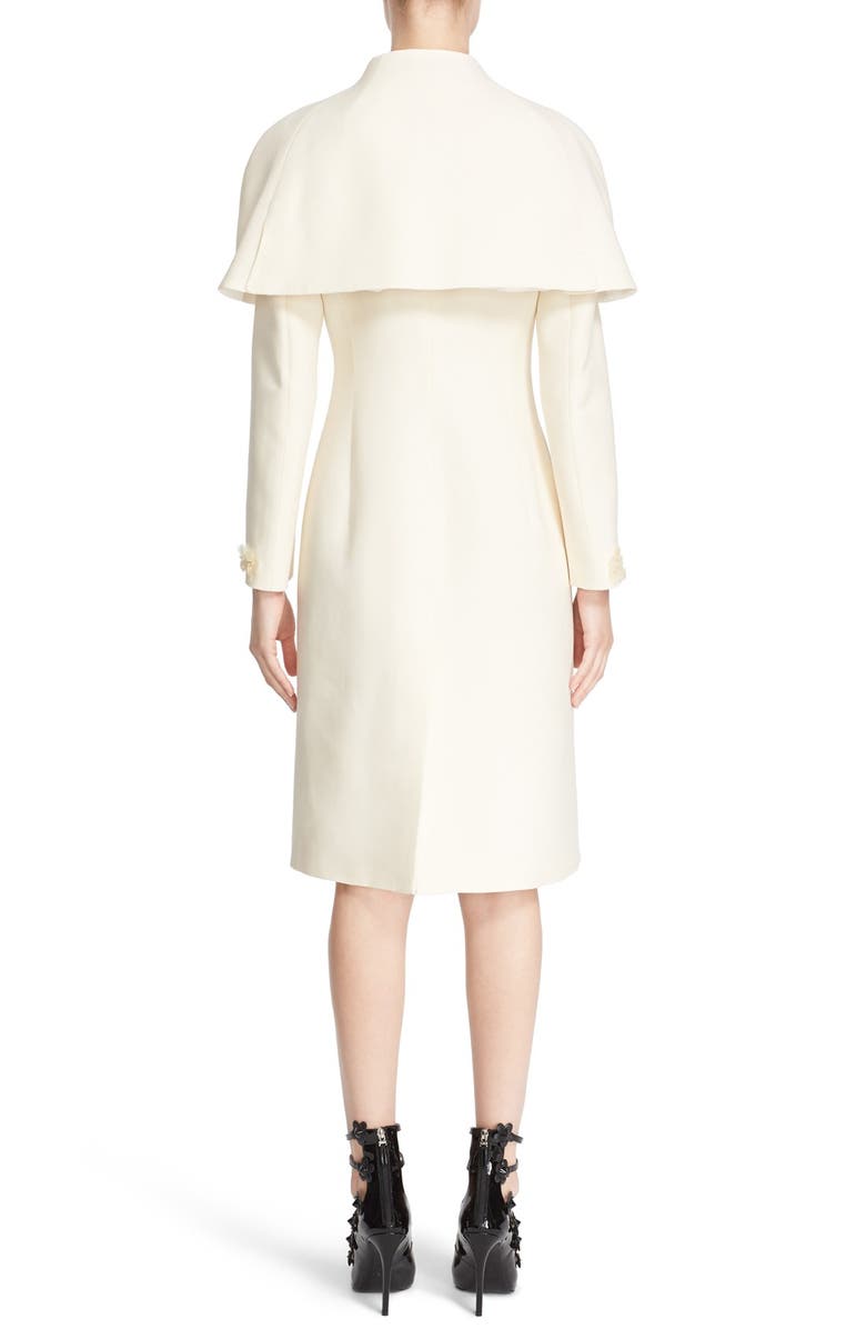 Fendi Floral & Crystal Embellished Wool & Silk Gazar Coat, Alternate, color, White