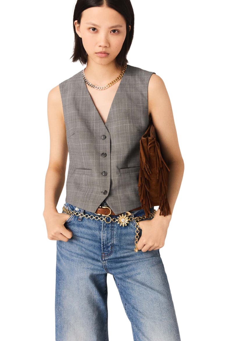 Checked tailored jacket, Alternate, color, Grey
