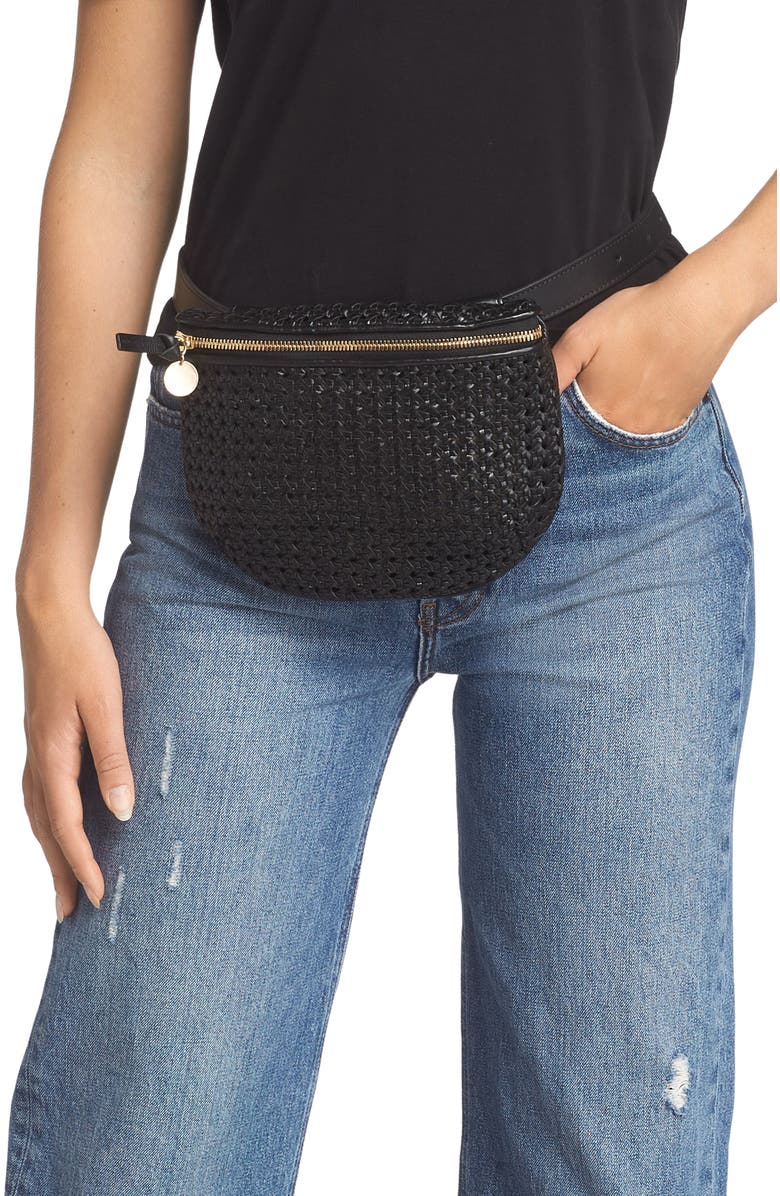 Clare V. Woven Leather Belt Bag, Alternate, color,