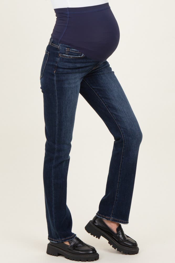 Distressed Hem Slim Straight Leg Maternity Jeans - image 2