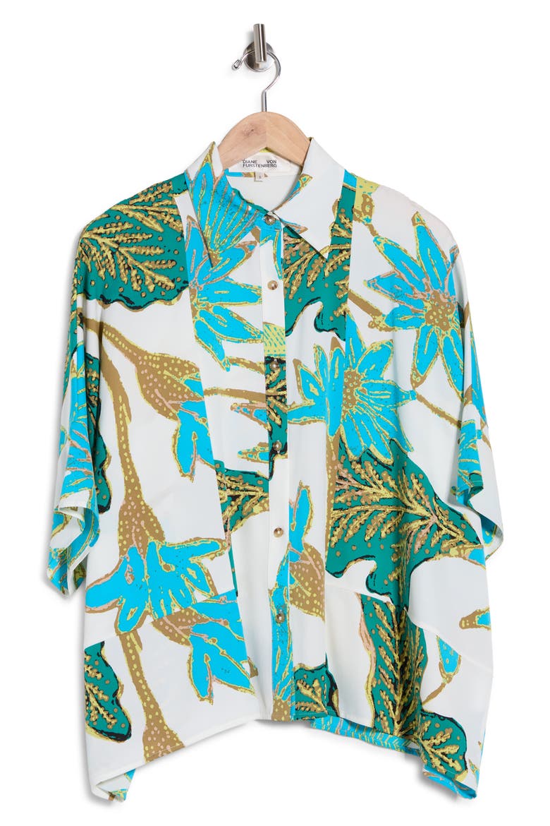 Diane Short Sleeve Woven Shirt, Alternate, color, MARLENE BATIK GIANT IVORY