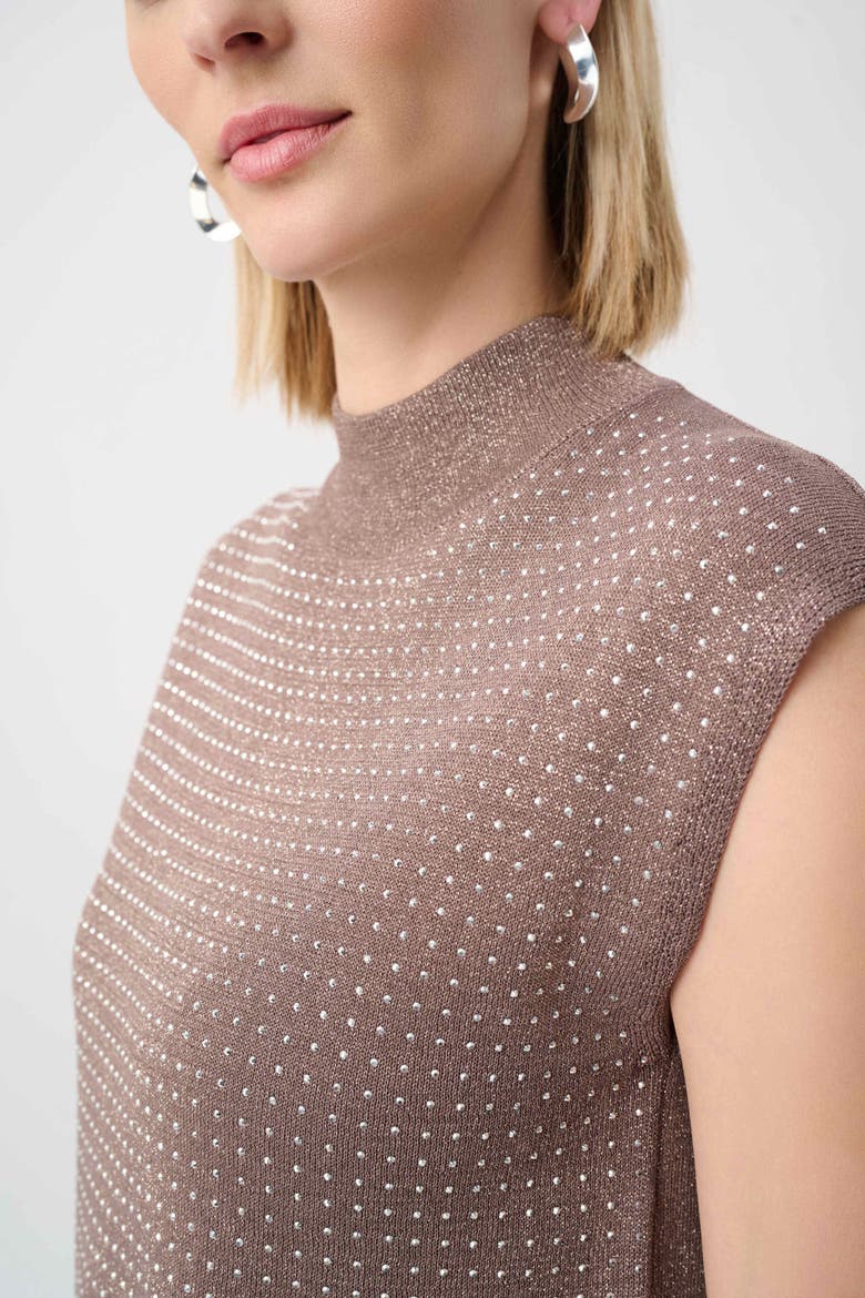 Sweater Knit Sleeveless Pullover with Iron-On Detail, Alternate, color, mink/gold