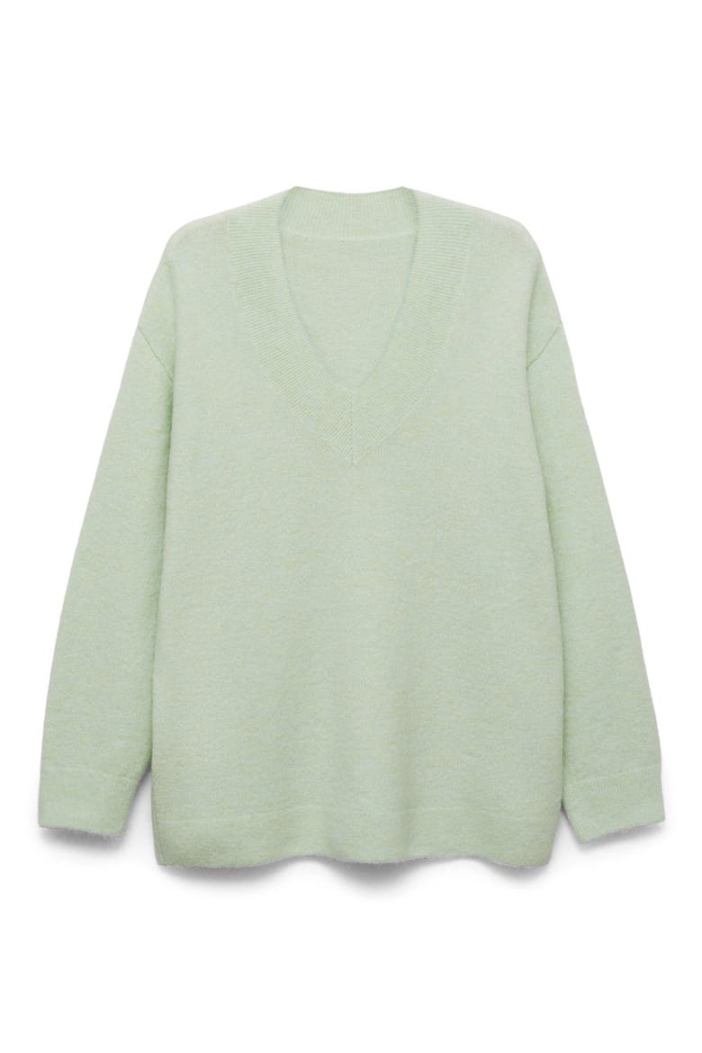 Oversize V-Neck Sweater, Alternate, color, AQUA GREEN
