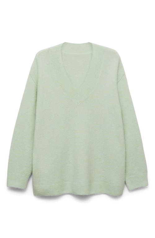 Shop Mango Oversize V-neck Sweater In Aqua Green