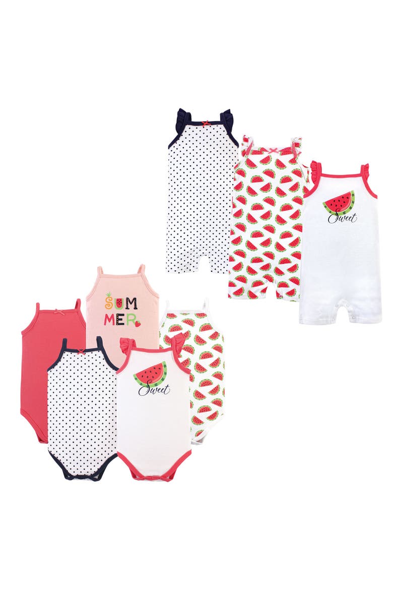 Cotton Essentials 8-Piece Bodysuit & Romper Collection, Main, color, Watermelon