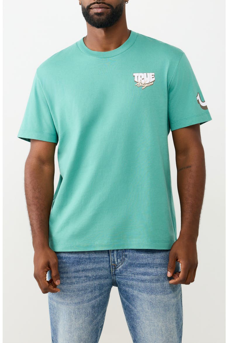 Horseshoe Balloon Graphic T-Shirt, Main, color, BERYL GREEN