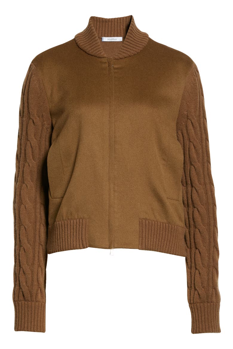 Magenta Mixed Media Zip Cardigan, Alternate, color, CUOIO