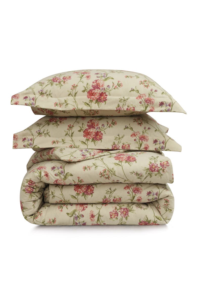 Dollhouse Floral Heavyweight Cotton Flannel Duvet Cover & Sham Set, Main, color, MULTI BEIGE