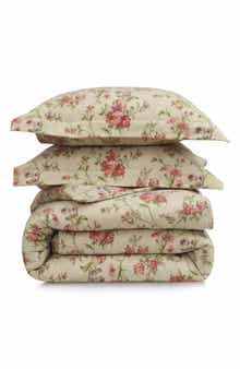 AZORES HOME Dollhouse Floral Heavyweight Cotton Flannel Duvet Cover & Sham Set