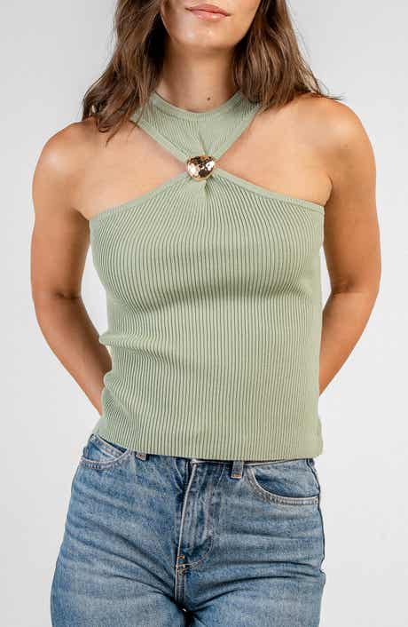 Ribbed Knit Halter Tank