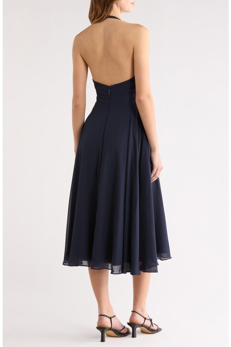 georgette halter cocktail dress HOUSE OF CB Women's Solada Georgette Halter Sundress - Blue