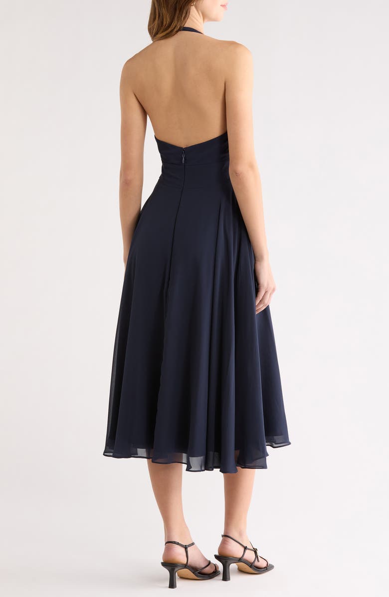 HOUSE OF CB Solada Georgette Halter Sundress, Alternate, color, Navy