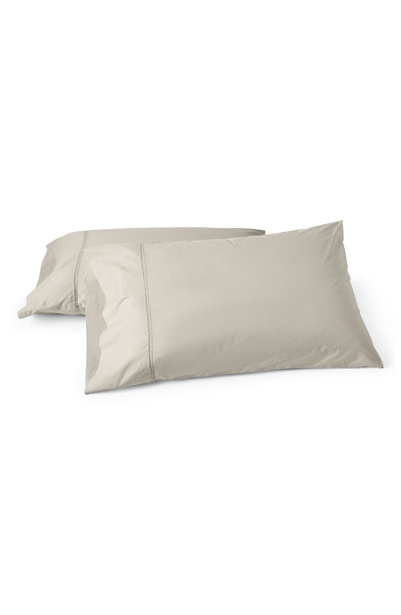 Coyuchi Lattice Organic Cotton Percale Pillowcases, Main, color, Stone