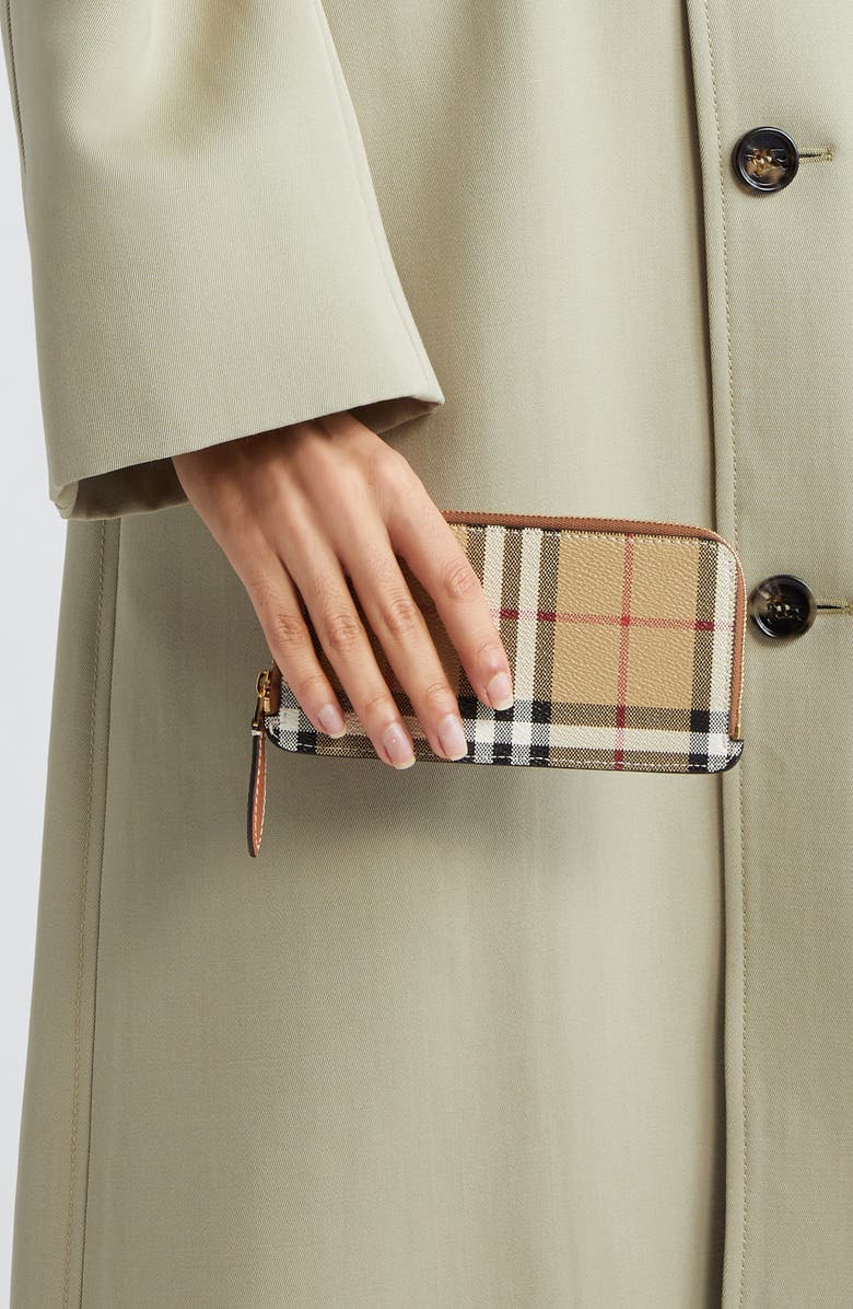 Burberry Somerset Vintage Check Coated Canvas & Leather Continental Wallet, Alternate, color,