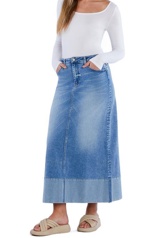 Wash Lab Denim Cuffed Denim Maxi Skirt In Pacific Blue