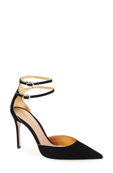 Camoscio Double Ankle Strap Pointed Toe d'Orsay Pump (Women)
