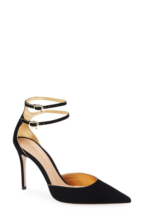 Gianvito Rossi Camoscio Double Ankle Strap Pointed Toe D'orsay Pump