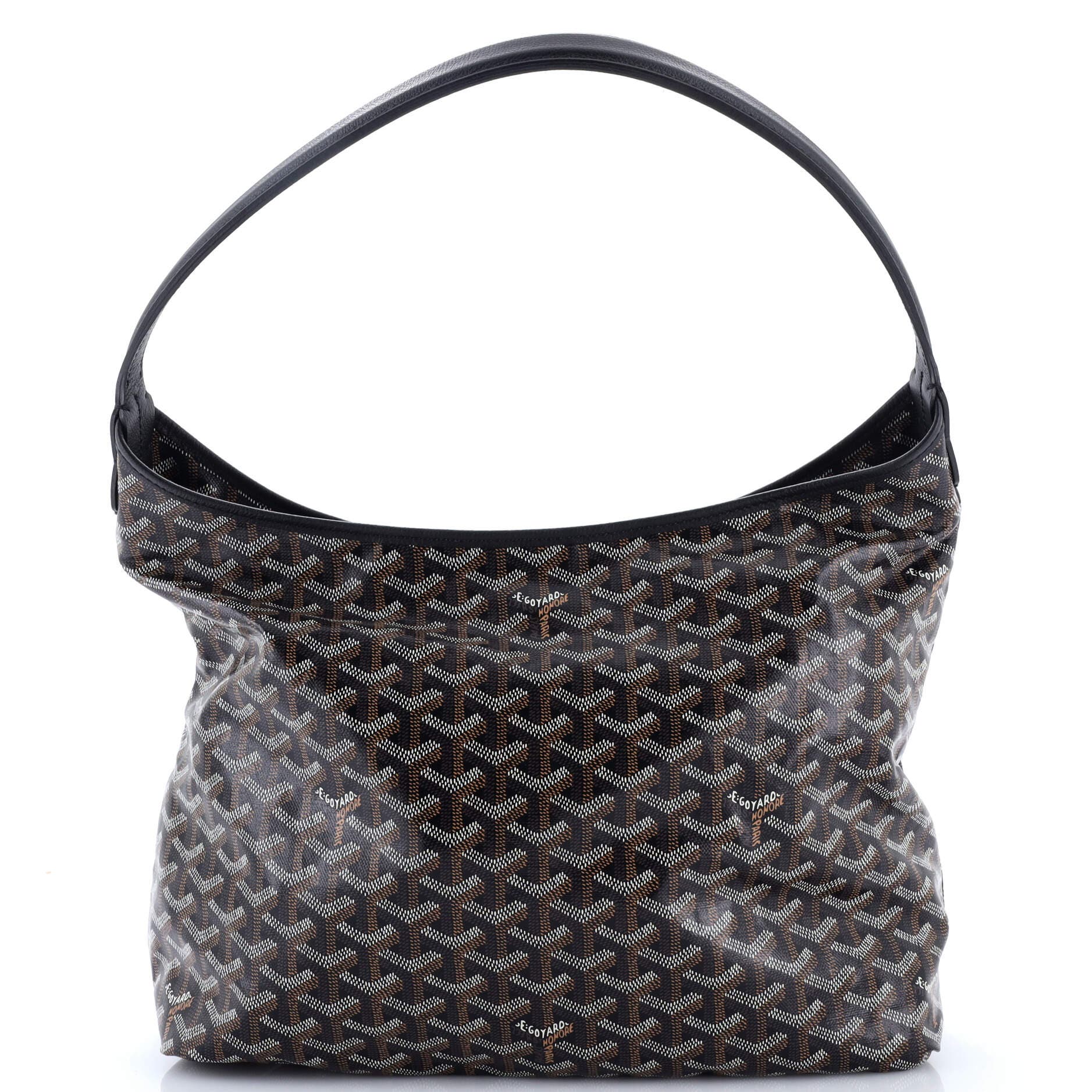 Pre-Owned Goyard Boheme Hobo Printed Coated Canvas, Main, color, Black